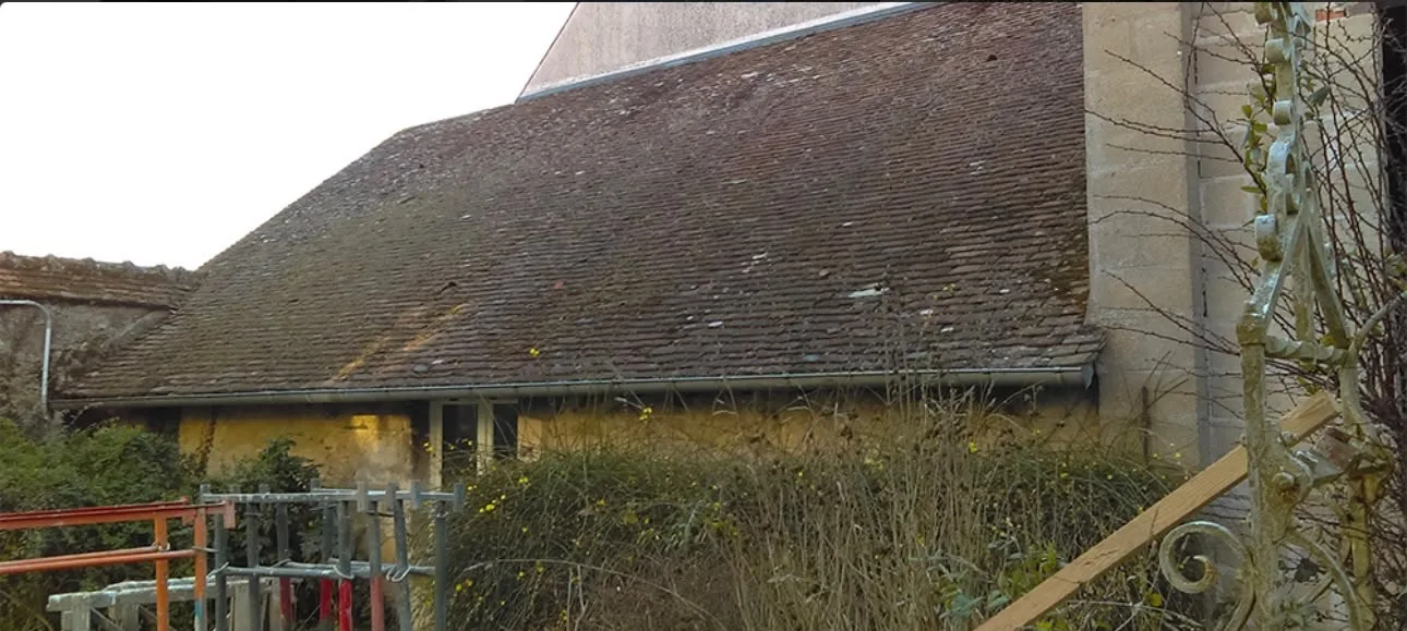 Toiture de longère couverte de mousses avant rénovation par KING RENOV